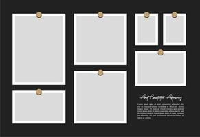 fotos ou colagem de molduras de fotos. layout de grade de página de quadrinhos molduras abstratas e modelo de parede de fotos digitais vetor