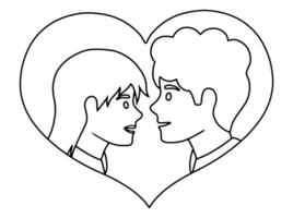 mão desenhado avatar personagem romântico masculino e fêmea vetor