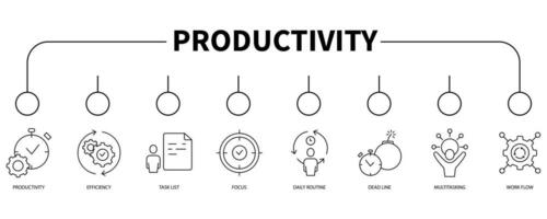 produtividade bandeira rede ícone vetor ilustração conceito