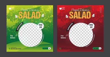 modelo de postagem de banner em mídia social de salada saudável vetor