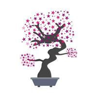 bonsai sakura flor dentro Panela ilustração vetor