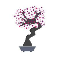 bonsai sakura flor dentro Panela ilustração vetor