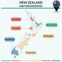 infográfico do Novo zelândia mapa. infográfico mapa vetor