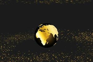 Terra dourada moderna com galáxia de brilhos. fundo de conceito de planeta de globo de ouro de luxo vetor