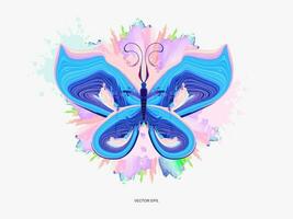 uma borboleta com roxa e azul asas em uma branco fundo vetor