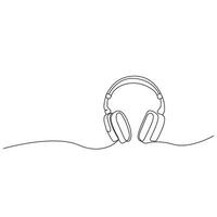 fone de ouvido contínuo linha desenho. ouvindo música sem fio gadget. vetor ilustração isolado em branco