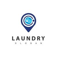 lavanderia logotipo modelo. simples lavanderia ilustração logotipo com camiseta e cabide símbolo. vetor
