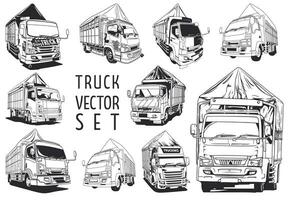 conjunto do caminhões. vetor ilustração dentro esboço estilo para seu Projeto.