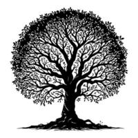 ai gerado solteiro árvore Preto silhueta vetor ilustração