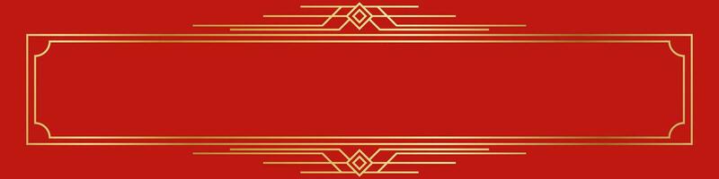 dourado emoldurado linhas para cartões em a elegante vermelho fundo. decorado dentro China vetor