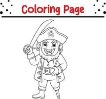 coloração Páginas pirata capitão para crianças vetor