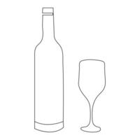 contínuo solteiro linha arte desenhando do vinho vidro esboço bebida elemento vetor ilustração