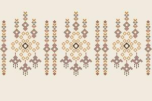 étnico geométrico tecido padronizar Cruz ponto.ikat bordado étnico oriental pixel padronizar Castanho creme fundo. resumo,vetor,ilustração. textura, roupas, quadro, motivos, seda papel de parede. vetor