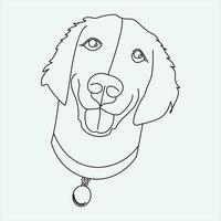 1 linha mão desenhado cachorro esboço vetor ilustração