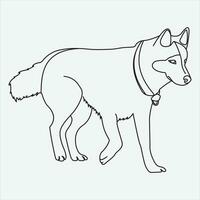 1 linha mão desenhado cachorro esboço vetor ilustração