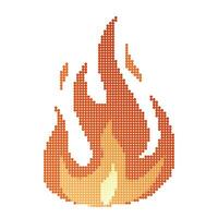 pontos pixel fogo chamas, brilhante bola fogo, calor incêndios e vermelho quente fogueira, vermelho fogosa chamas. vetor