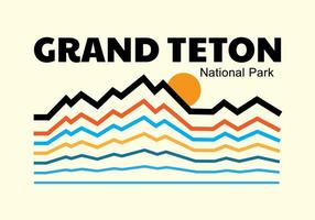 Wyoming grande Teton nacional parque mono linha tom vetor Projeto para t camisa crachá adesivo ilustração