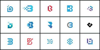 conjunto do infográfico elementos carta b tecnologia logotipo moderno o negócio branding para digital companhia vetor
