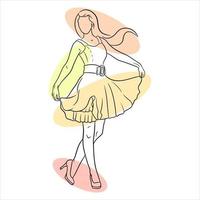 abstração de uma garota de salto e um vestido. estilo de linha. moda. vetor