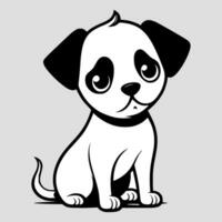 fofa cachorro vetor Preto e branco desenho animado personagem Projeto coleção. branco fundo. animais de estimação, animais.