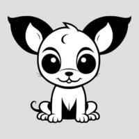 fofa cachorro vetor Preto e branco desenho animado personagem Projeto coleção. branco fundo. animais de estimação, animais.