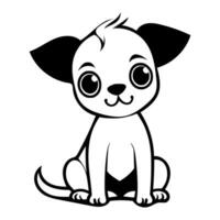 fofa cachorro vetor Preto e branco desenho animado personagem Projeto coleção. branco fundo. animais de estimação, animais.