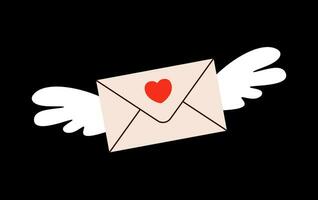 amor carta anjo asa dia dos namorados dia mínimo amor carta vetor ilustração.