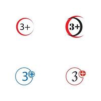 Modelo de design de ilustração vetorial de símbolo de ícone 3 plus vetor