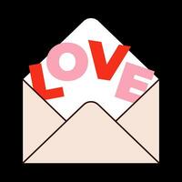 amor palavra carta envelope dia dos namorados dia mínimo amor carta vetor ilustração.