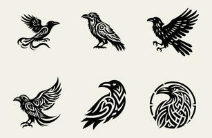 Raven tribal tatuagem logotipo ícone Projeto vetor