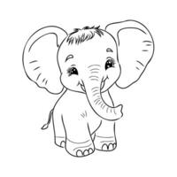 desenho animado elefante esboço vetor