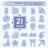 ícone conjunto sakura festival. relacionado para Japão símbolo. dois tom estilo. simples Projeto editável. simples ilustração vetor