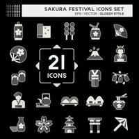 ícone conjunto sakura festival. relacionado para Japão símbolo. lustroso estilo. simples Projeto editável. simples ilustração vetor