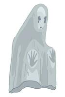 fantasma triste assustador fantasma monstro doodle. dia das Bruxas vetor ilustração dentro desenho animado estilo. Sombrio tema clipart isolado em branco.