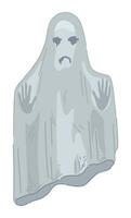 fantasma triste assustador fantasma monstro doodle. dia das Bruxas vetor ilustração dentro desenho animado estilo. Sombrio tema clipart isolado em branco.