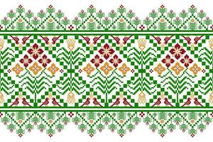 tradicional floral pixel arte desatado padronizar. vetor Projeto para tecido, telha, bordado, tapete, fundo, e papel de parede
