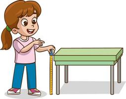 vetor ilustração do crianças segurando medindo fita e medindo comprimento
