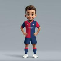 3d desenho animado fofa jovem futebol jogador dentro futebol uniforme vetor