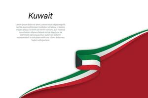 onda bandeira do Kuwait com copyspace fundo vetor