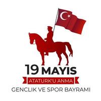 19 de maio comemoração do ataturk, dia da juventude e do esporte vetor