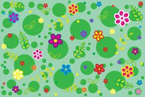 ilustração padronizar do flor com folha e círculo em verde fundo. vetor