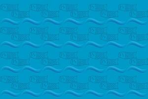 ilustração padronizar linha do koi peixe em azul fundo. vetor