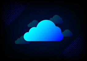 nuvem dados armazenamento conceito. nuvem Informática em uma Preto e azul fundo. digital dados servidor tecnologia. Internet comunicação. vetor