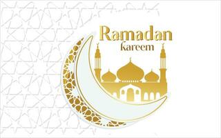 Ramadã kareem islâmico social meios de comunicação bandeira dentro ouro e branco fundo. vetor