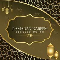 Ramadã kareem árabe caligrafia cumprimento cartão Projeto com atrasado e mandala fundo. vetor