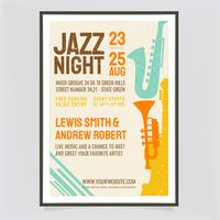 Cartaz retro da noite do jazz do vetor