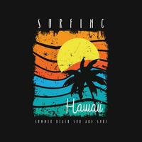 Havaí de praia ilustração tipografia para t camisa, poster, logotipo, adesivo, ou vestuário mercadoria vetor