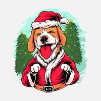 ilustração de natal de cachorro beagle vetor