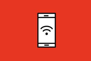 Smartphone com Wi-fi sinal ícone em vermelho fundo. vetor ilustração.