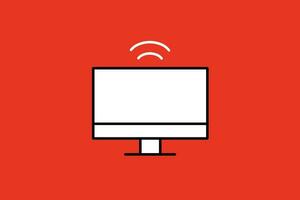 computador tela com Wi-fi sinal ícone. vetor ilustração isolado em vermelho fundo.